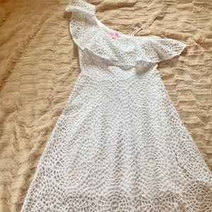 Lilly Pulitzer Callisto One Shoulder Sea Urchin Lace Dress White EUC Size 6